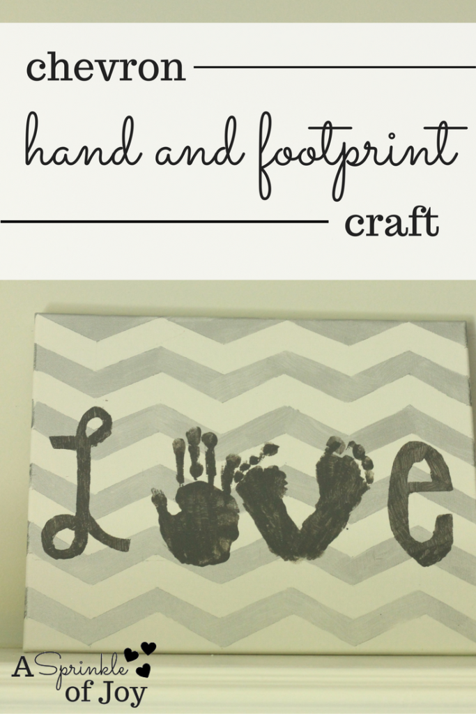 This simple diy chevron hand and foot print craft is a great idea for a gift or as a way to spruce up your house. 