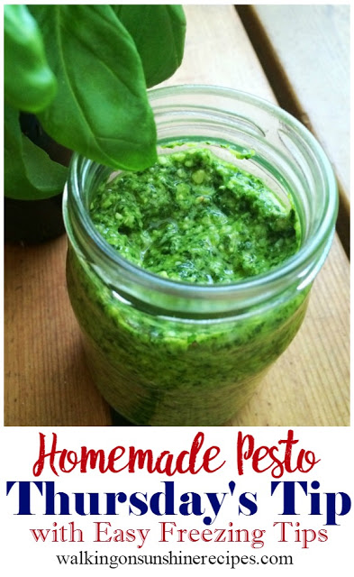 Homemade Pesto with Easy Freezing Tips from Walking on Sunshine Recipes