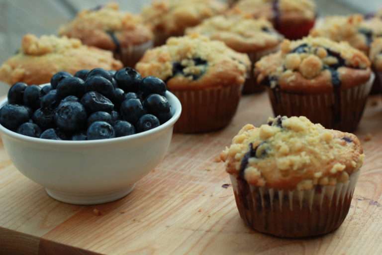 Blueberry Banana Muffins with Streusel Topping