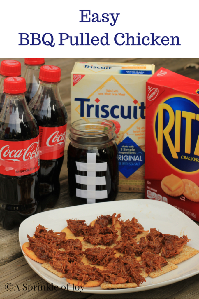 #ad Are you looking for an easy pulled chicken recipe? Chicken, BBQ sauce, come together in the crock pot to create delicious pulled chicken. #ad Are you looking for a way to change up your football parties? Check out this yummy BBQ pulled chicken! #GameDayGreats #CollectiveBias