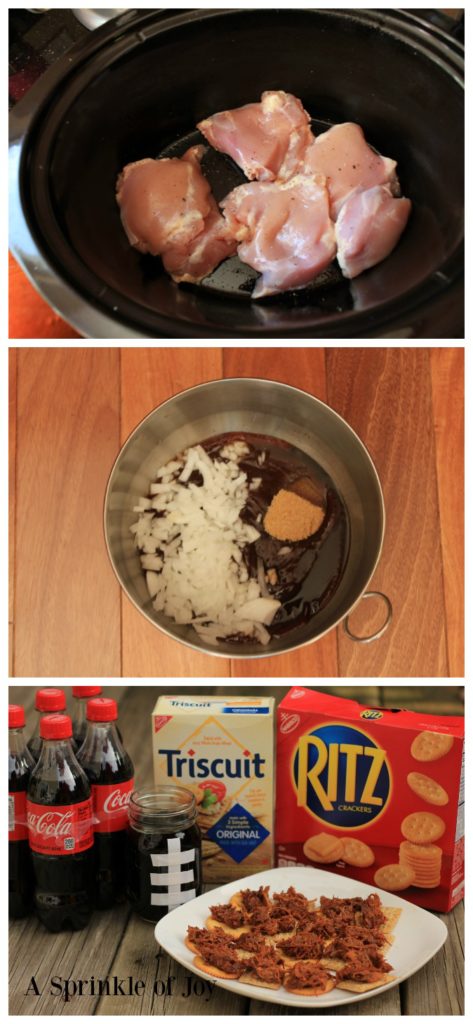 #ad Are you looking for an easy pulled chicken recipe? Chicken, BBQ sauce, come together in the crock pot to create delicious pulled chicken. #ad Are you looking for a way to change up your football parties? Check out this yummy BBQ pulled chicken! #GameDayGreats #CollectiveBias