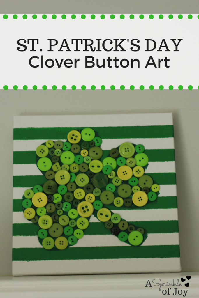 Looking for a fun and easy craft to do for St. Patrick's Day? Check out this shamrock button art. Its quick to do, and turns out super cute.