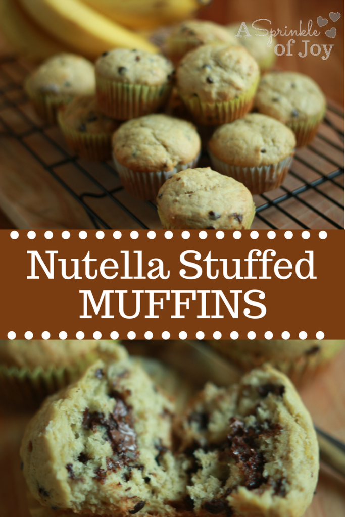 Nutella Stuffed Banana Muffins by A Sprinkle of Joy