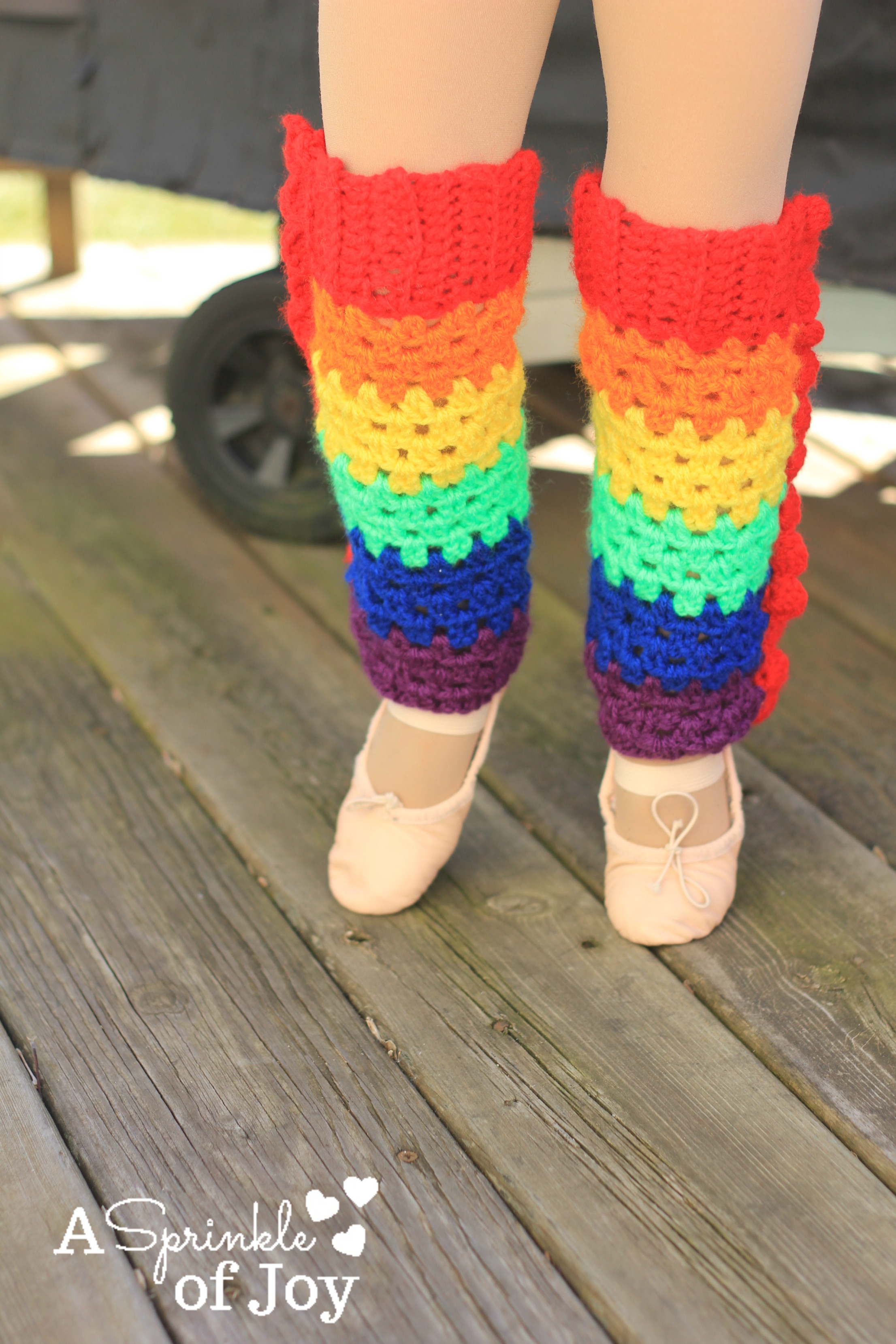 Crochet Rainbow Legwarmers {Free Pattern} A Sprinkle of Joy