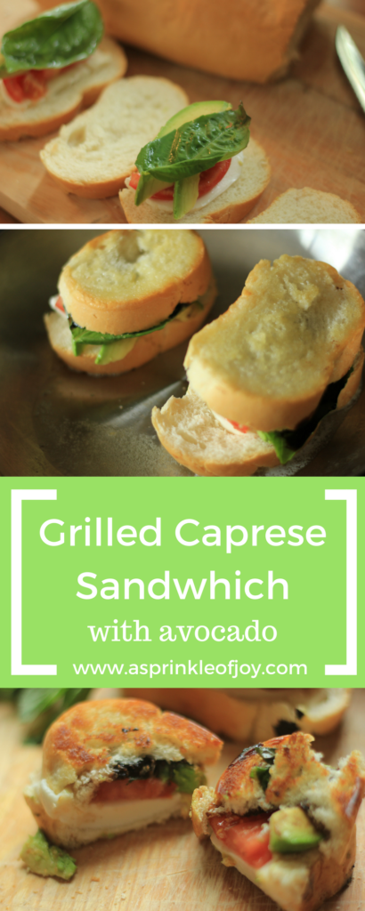 Quick and simple grilled caprese sandwich with avocado.