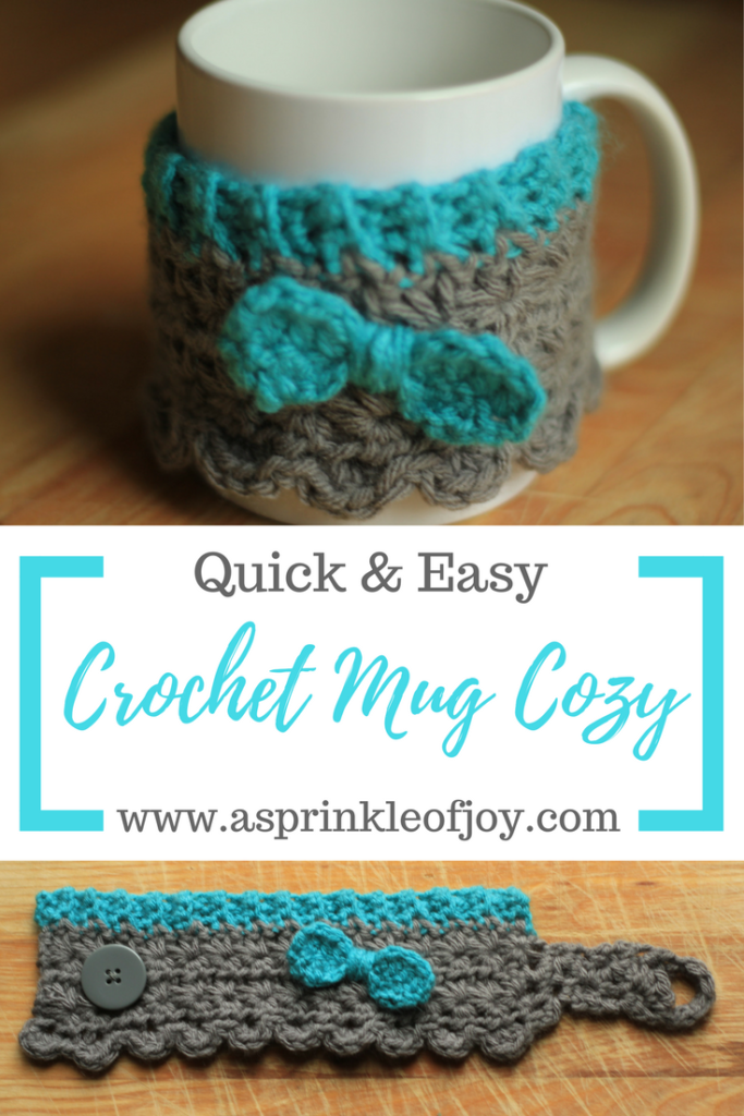 A quick and easy crochet mug cozy using the star stitch.