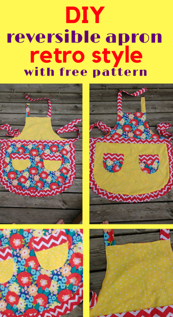 Reversible apron with free pattern.  DIY retro style apron.  #diy #sew #craft