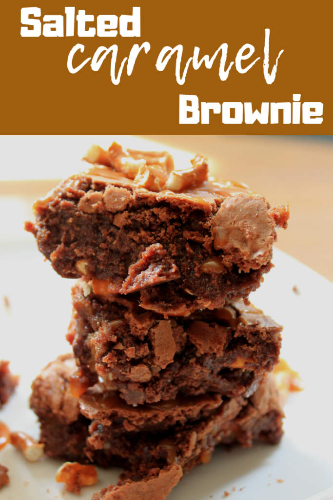 These easy to make salted caramel brownies are made with pretzels for an added crunch. They are so rich and fudgy. #chocolate #fall #saltedcaramel #brownies