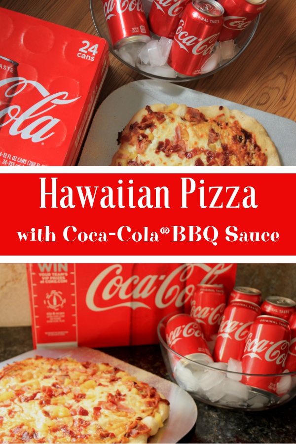 #ad Looking for an easy and yummy recipe for a football party? This simple grilled Hawaiian BBQ pizza is made with homemade Coca-Cola® BBQ sauce. #KickoffWithGreatTaste #CollectiveBias