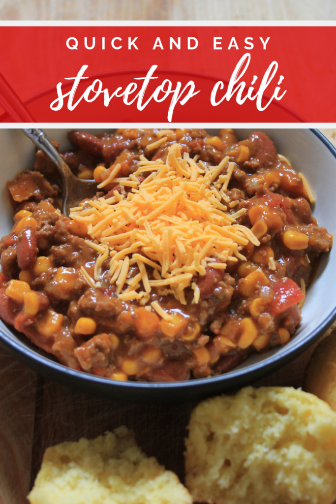 Quick and easy chili made on the stove top. Only needs to cook for 30 minutes. Stove top chili. #chili #stovetop #food