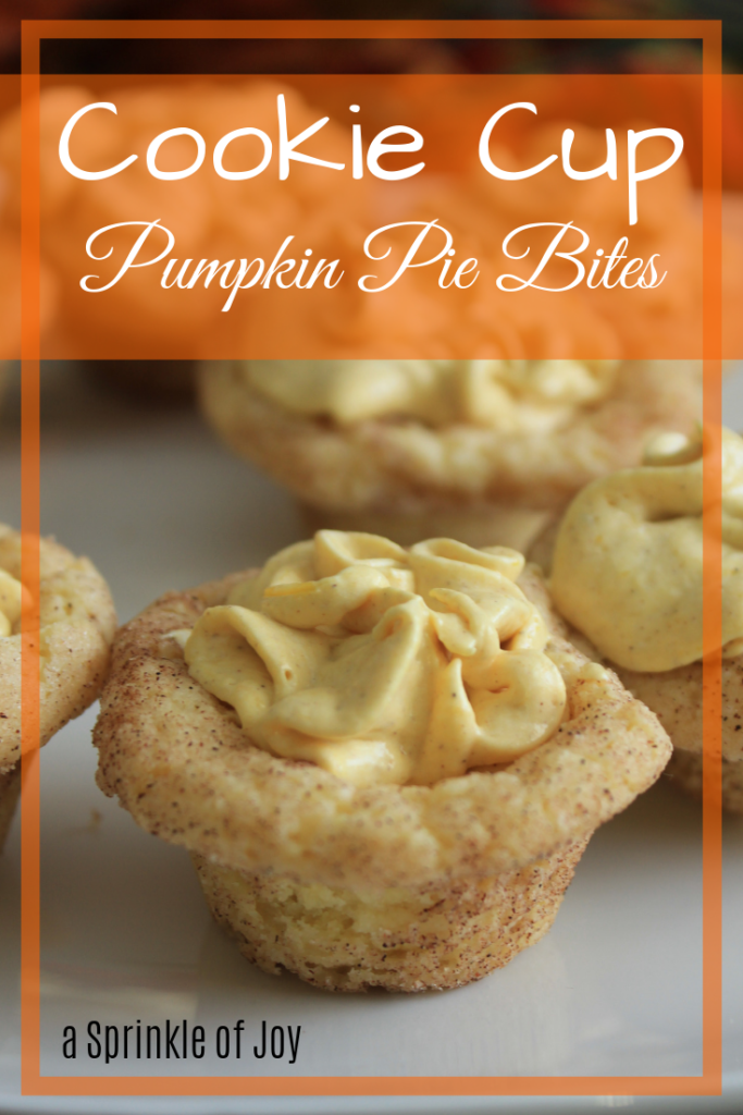 An easy pumpkin bit bit with a snickerdoodle cookie cup bottom. #pumpkin #fall #dessert #cookiecup