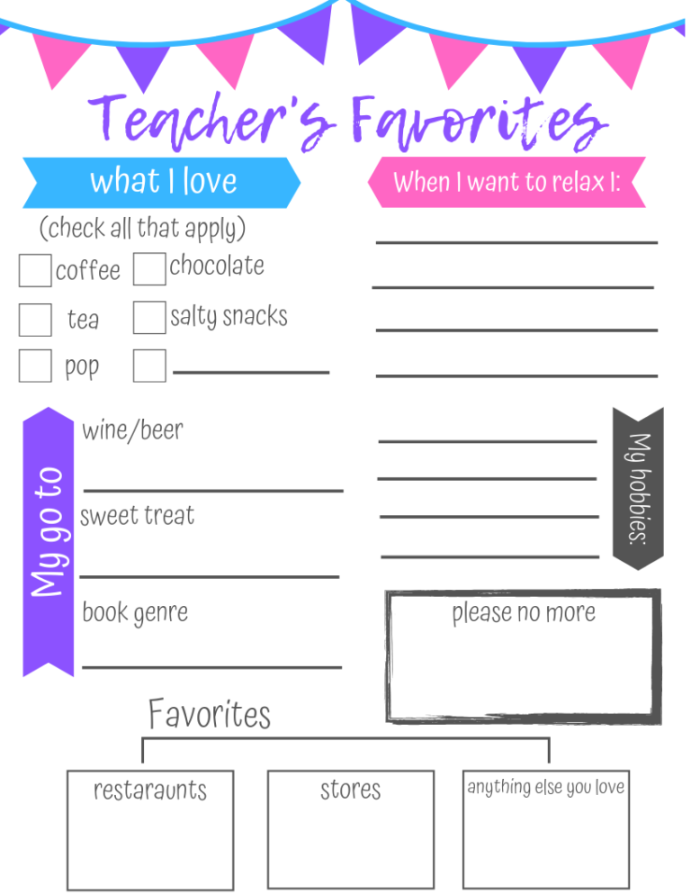 Getting to Know Your Teacher Printable