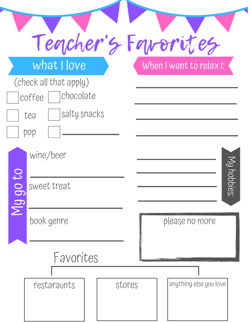 Getting To Know Your Teacher Printable A Sprinkle Of Joy