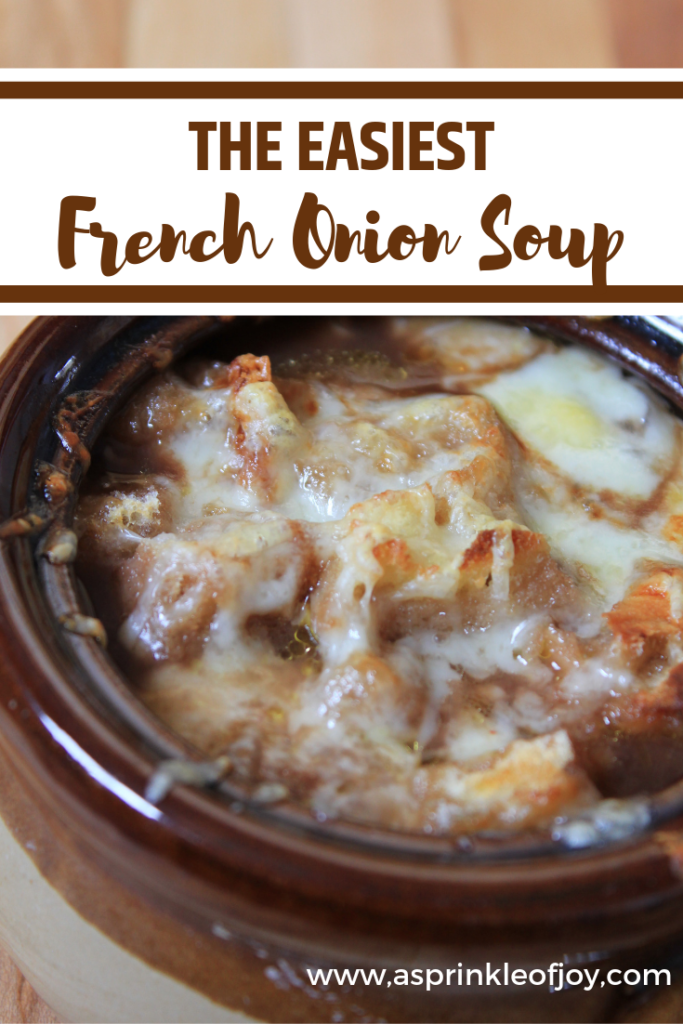 Super simple French onion soup made on stove top.  the easiest French onion soup. 