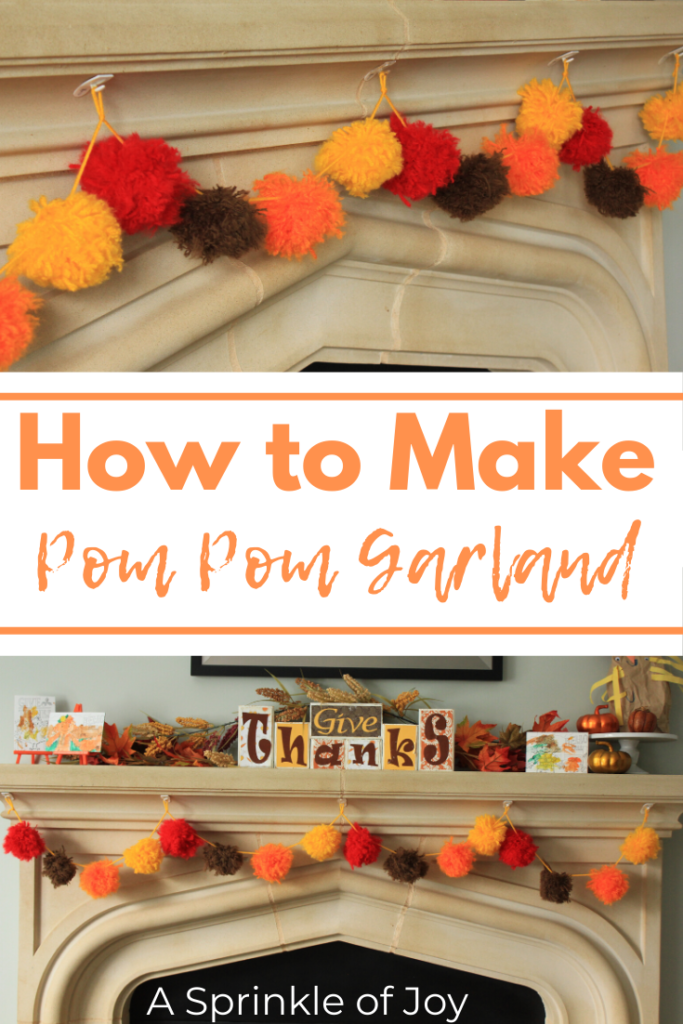 How to make your own easy DIY pom pom garland decoration out of yarn.  Simple and easy to do!