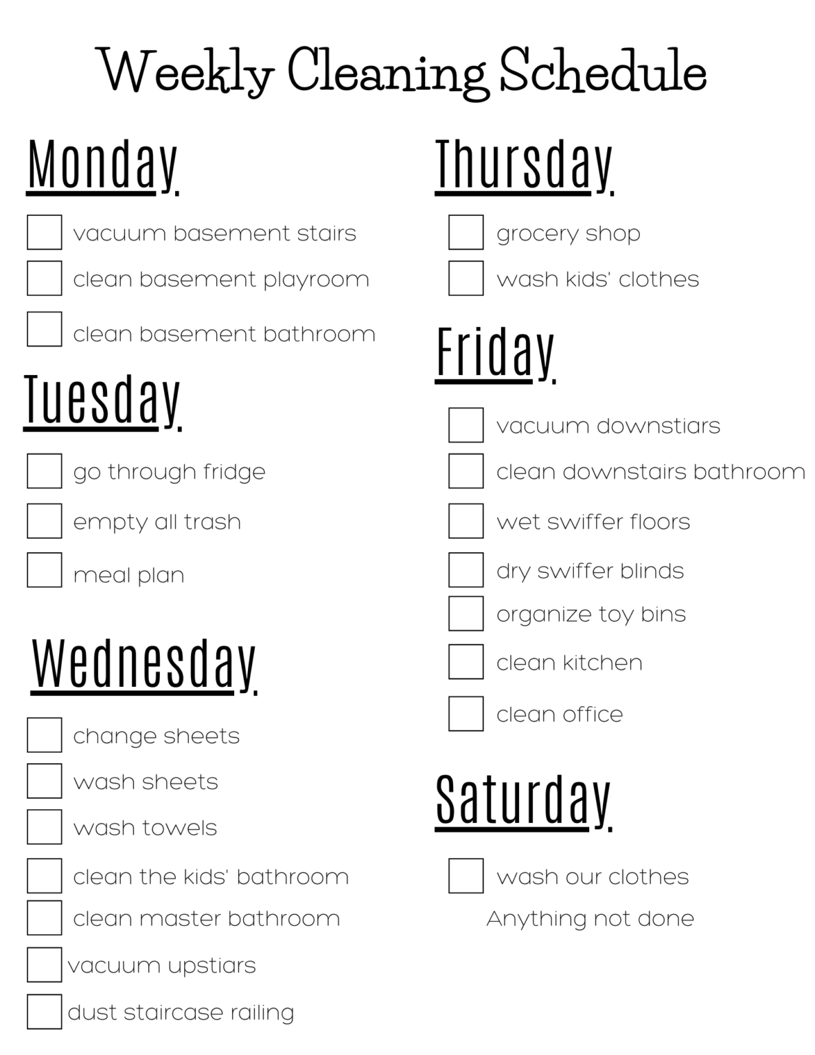 Simple Weekly Cleaning Schedule - A Sprinkle of Joy