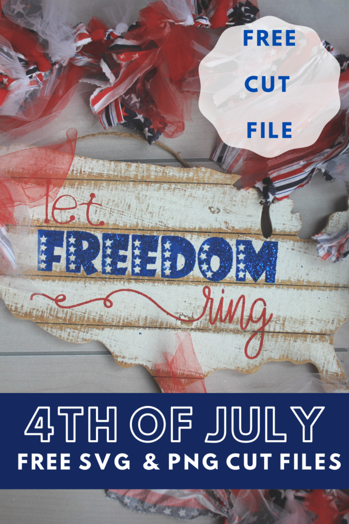 Let freedom ring, a free Fourth of July cut file. Includes both SVG and PNG files, free for instant download. Use as a stencil for painting or with HTV for a fourth of July shirt. #fourthofjuly #silhouette #cricut #stencil