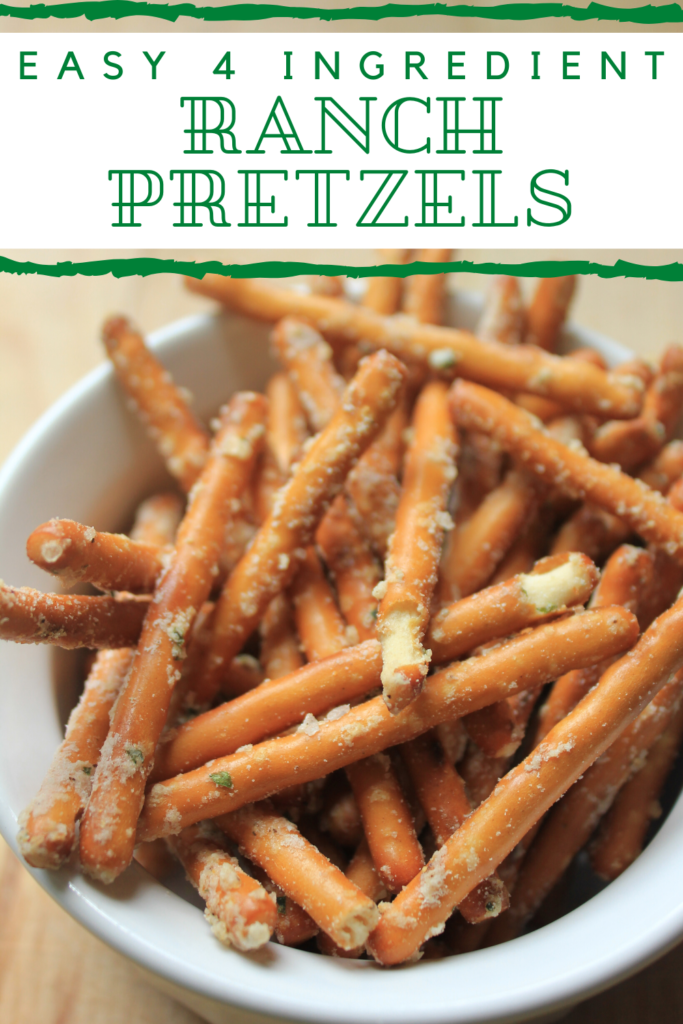 These easy four ingredient ranch pretzels are quick and simple to make.  Baked ranch pretzel recipe with hidden valley and garlic. 