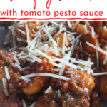 Beef Gnocchi with Pesto Tomato Sauce Skillet