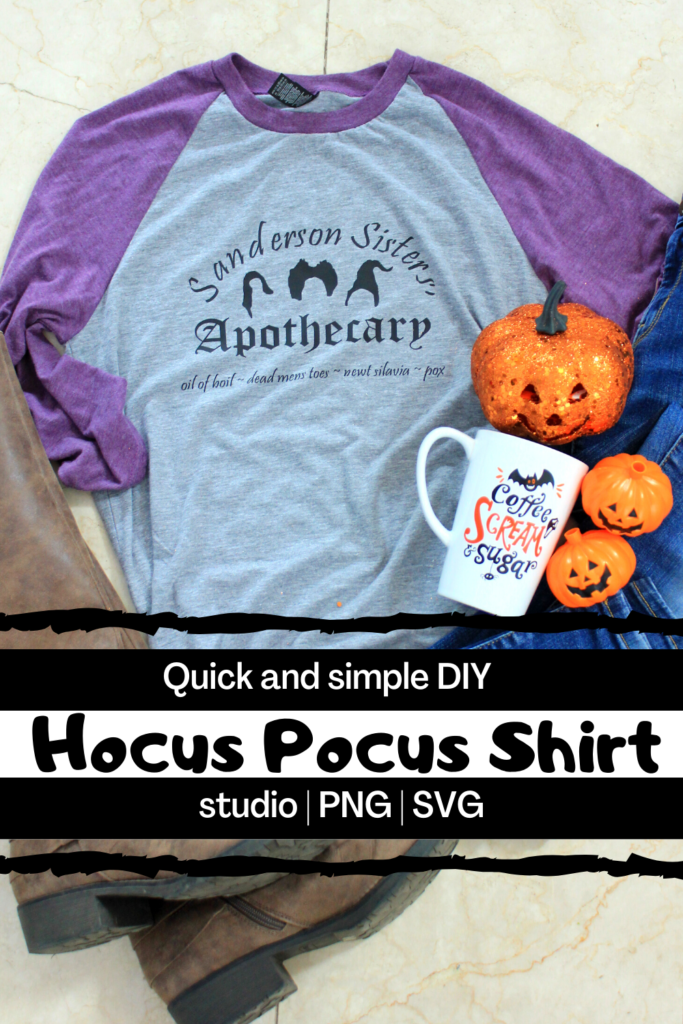 Free cut file for Hocus Pocus shirt.  HTV Hocus Pocus Shirt.  Sanderson Sisters free cut file shirt.
