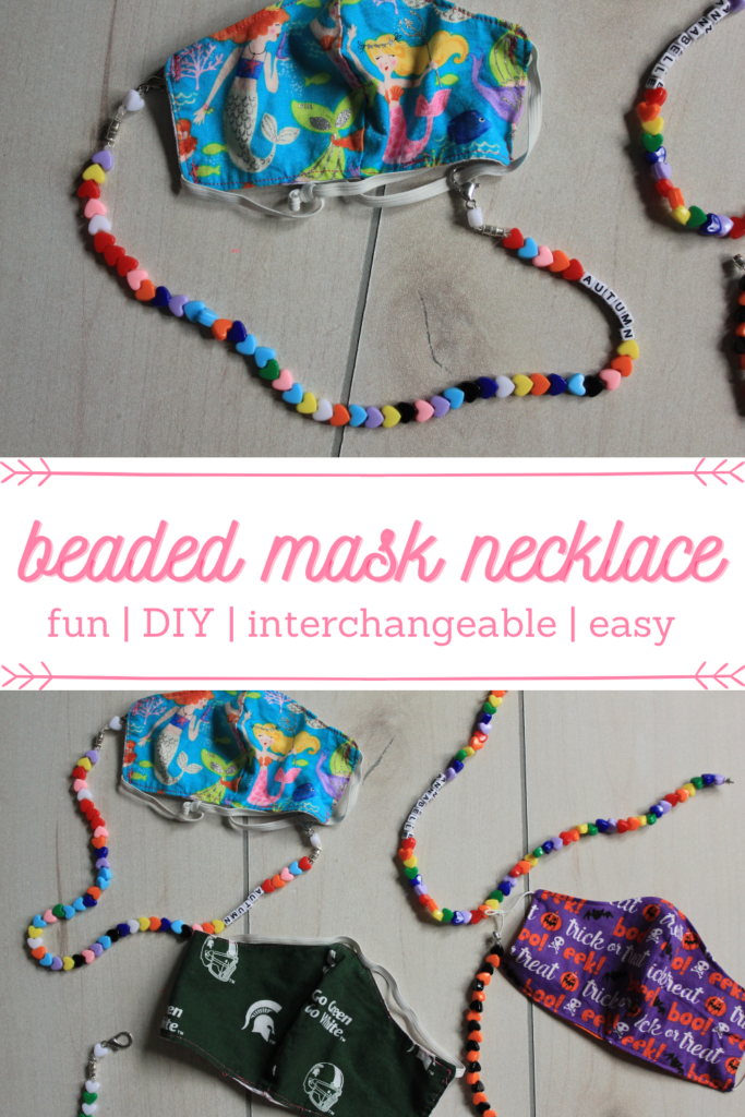 DIY  Interchangeable Mask Necklaces.  A DIY Mask necklace holder.  Mask necklace holder for kids.