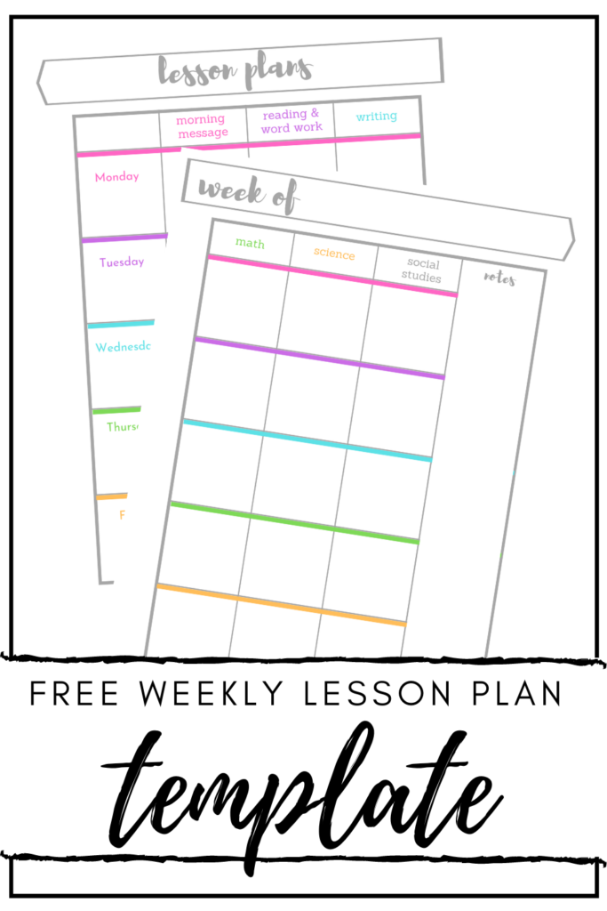 Free weekly lesson plan template
