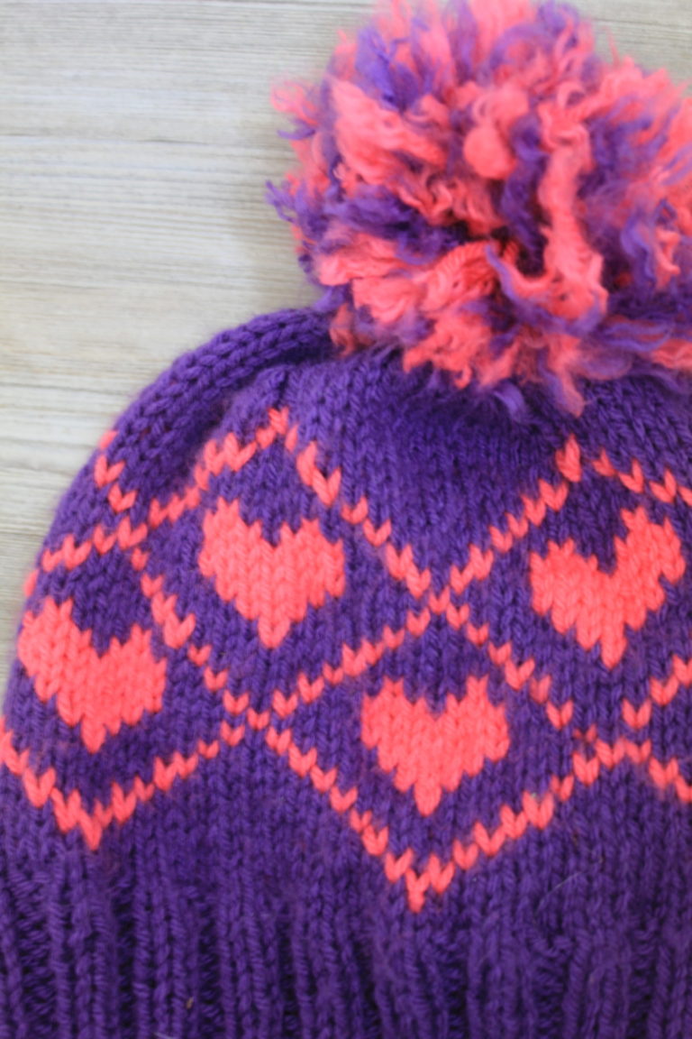 Knit Fair Isle Heart Hat
