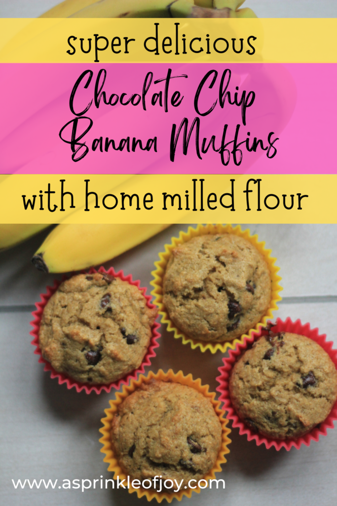 banana chocolate ship muffins with home milled flour
