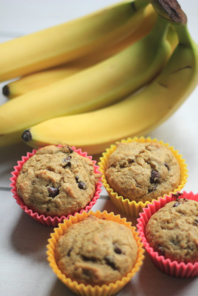 banana chocolate ship muffins with home milled flour