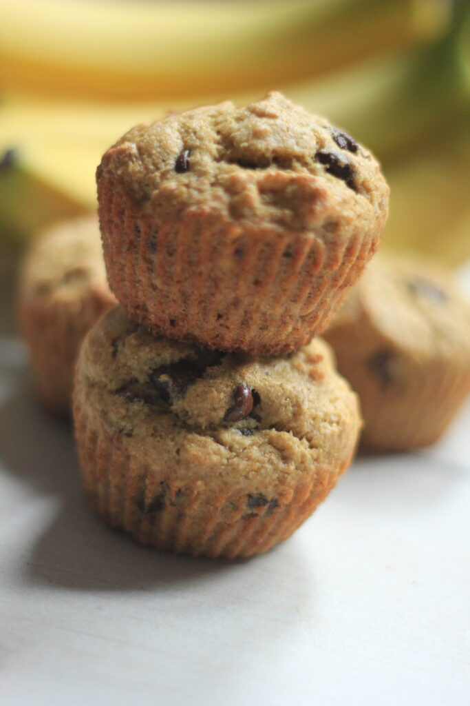 banana chocolate ship muffins with home milled flour
