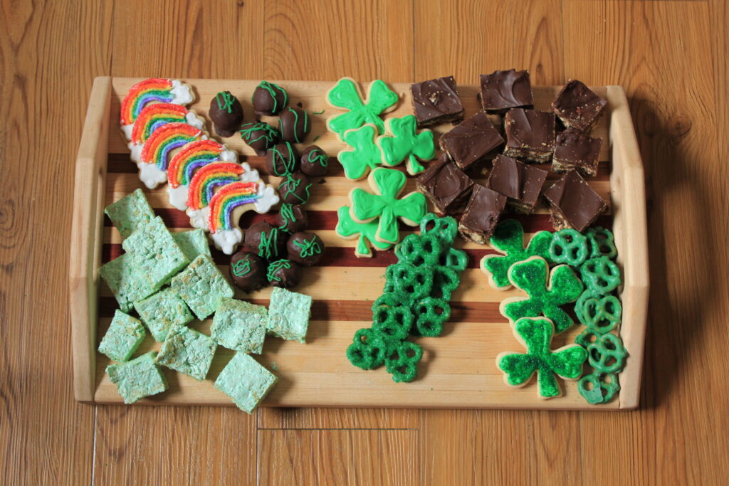 St. Patrick's Day dessert charcuterie board 
