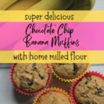 Banana Chocolate Chip Muffins with Home Milled Flour
