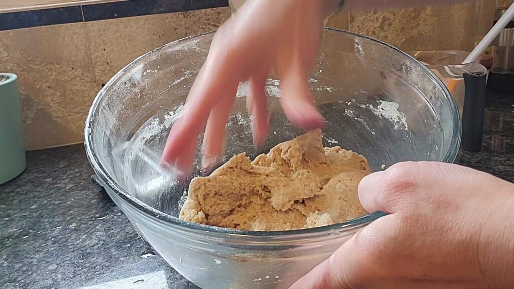 mix sourdough discard bread dough