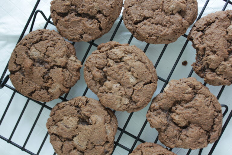 Double Chocolate Chunk Cookies with Sourdough Discard
