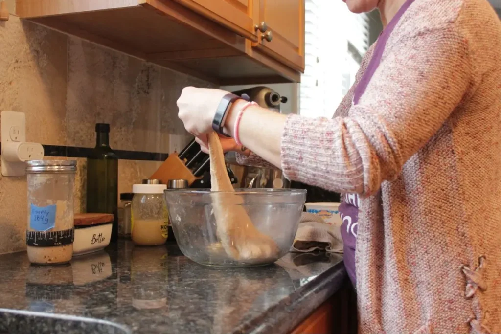 Stretch and fold technique fresh milled sourdough