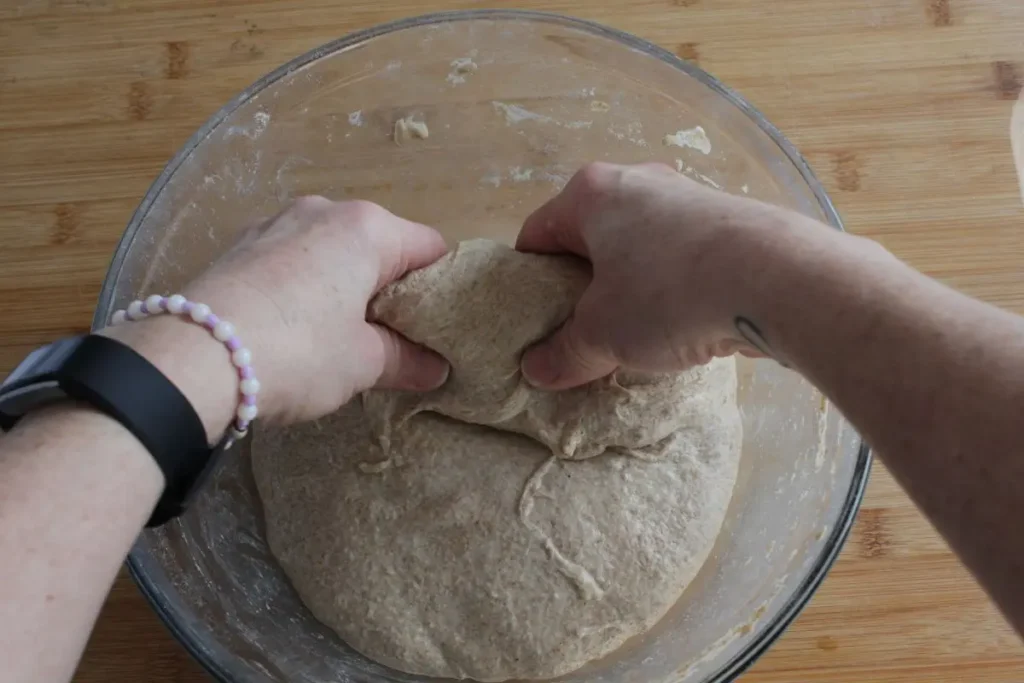 Stretch and fold technique fresh milled sourdough