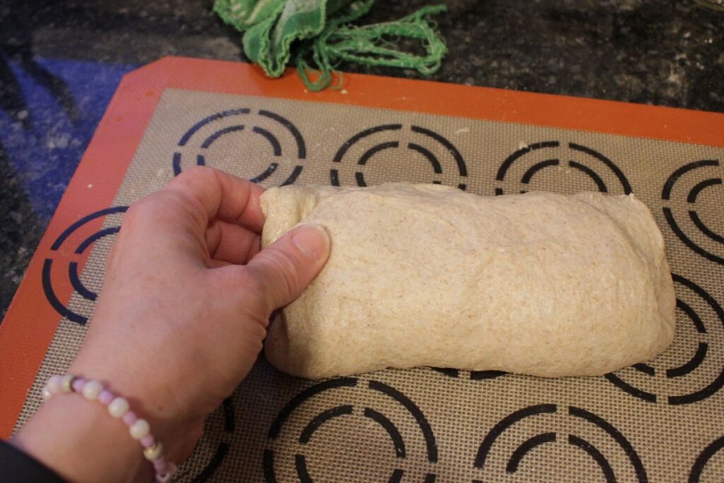 shaping fresh milled sourdough