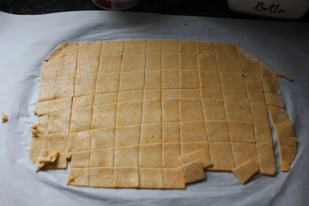 cutting cheese sourdough discard crackers