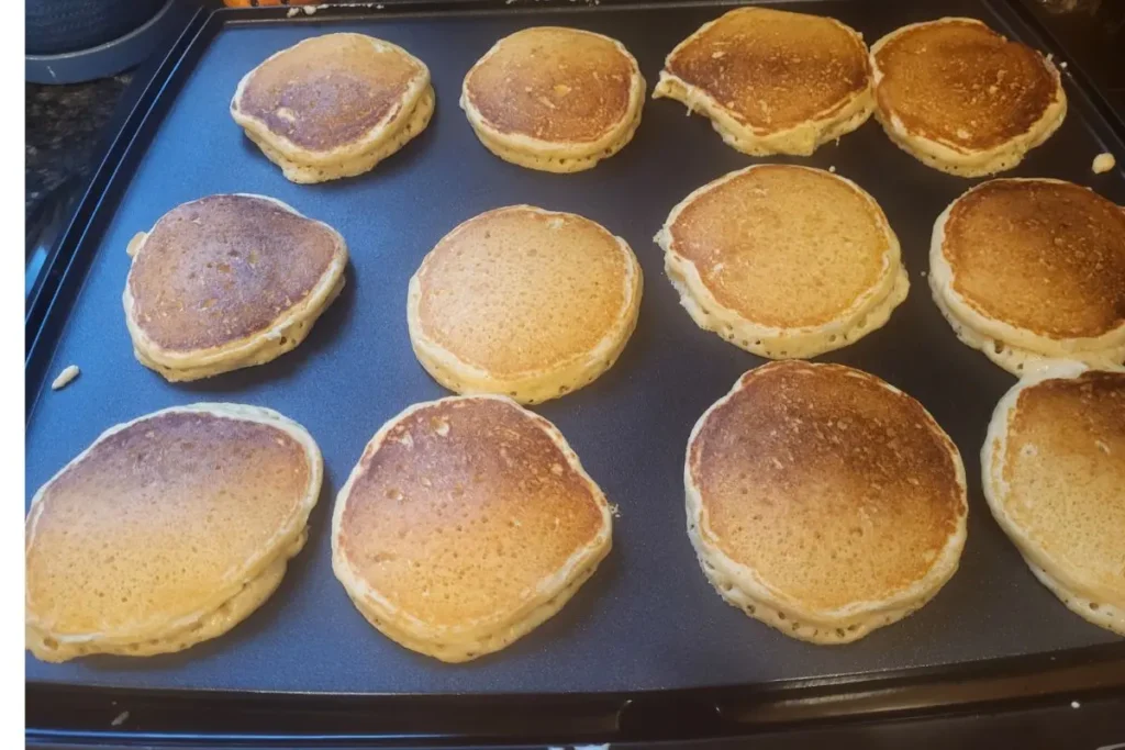fresh milled pancakes flipped
