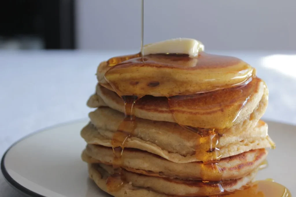 fresh milled pancakes with syrup