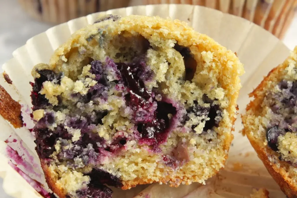 Lemon Blueberry Muffins with Fresh Milled Flour crumb picture