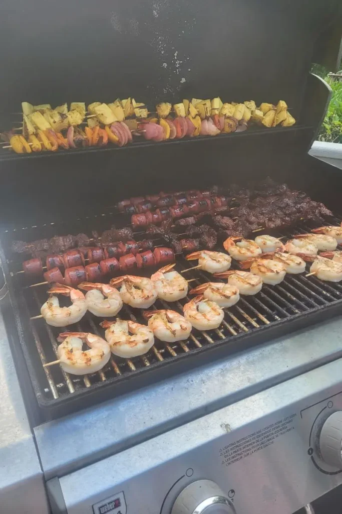 grilled steak kabobs on grill