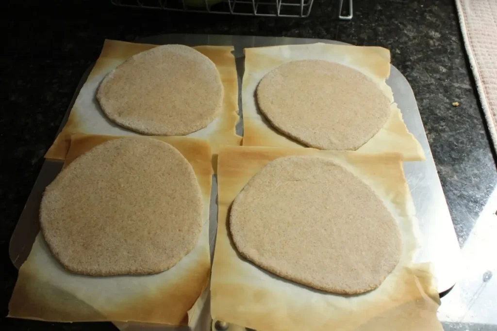 pita dough on pizza steel