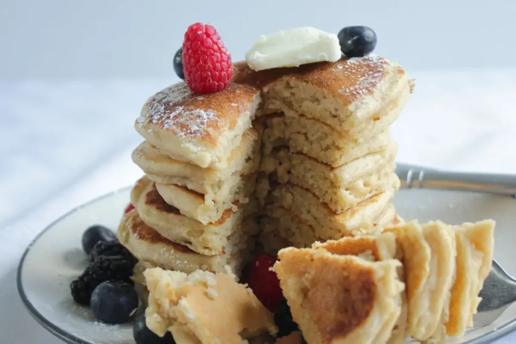 Freshly Milled Sourdough Pancakes with triangle cut