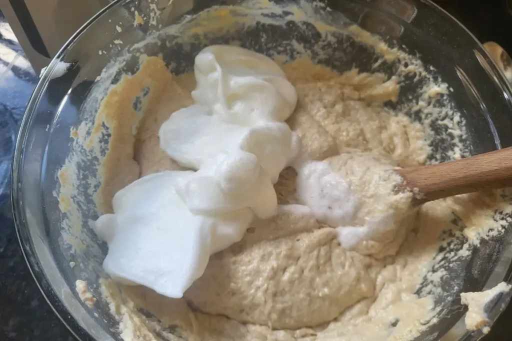 fold in egg whites to Freshly Milled Sourdough Pancake batter