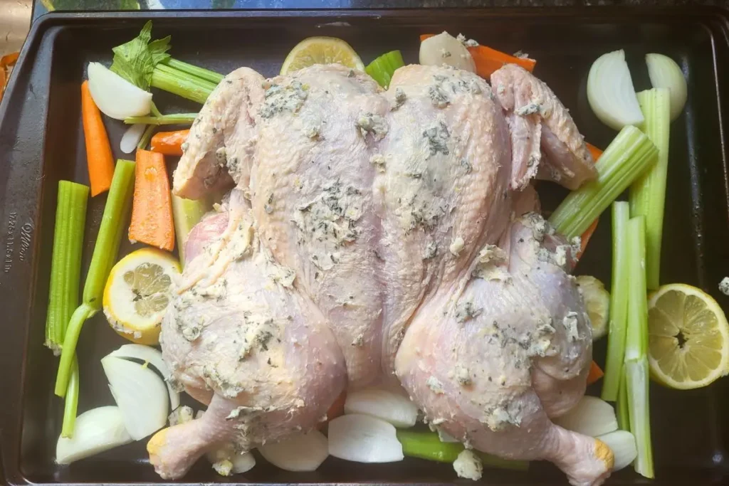 Spatchcock Roast Chicken with herb butter